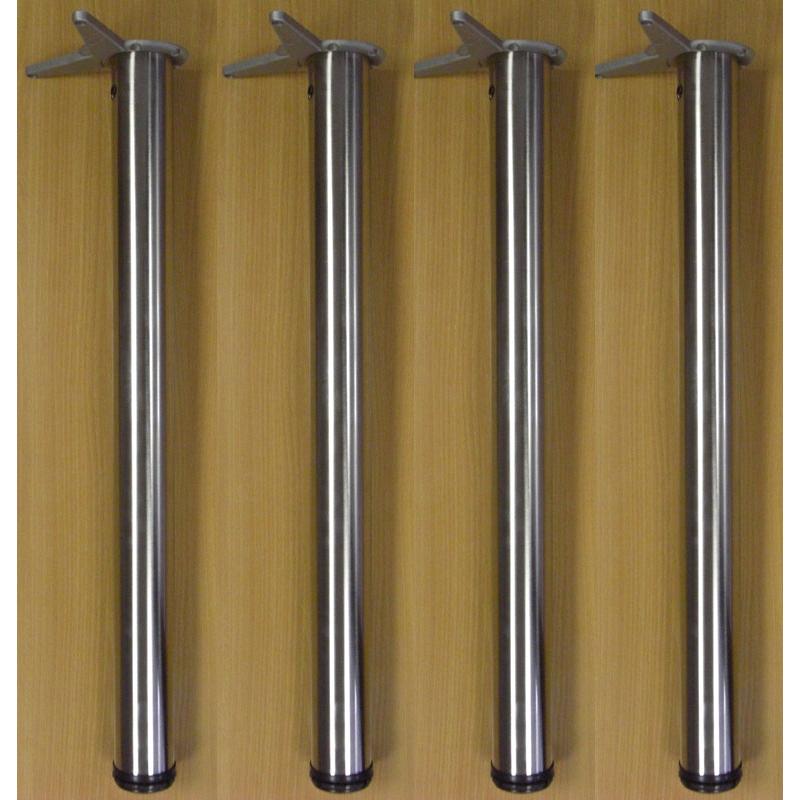 4er Set Stützfüße 1100 mm Höhe CHROM Optik höhenverstellbar + 20 mm