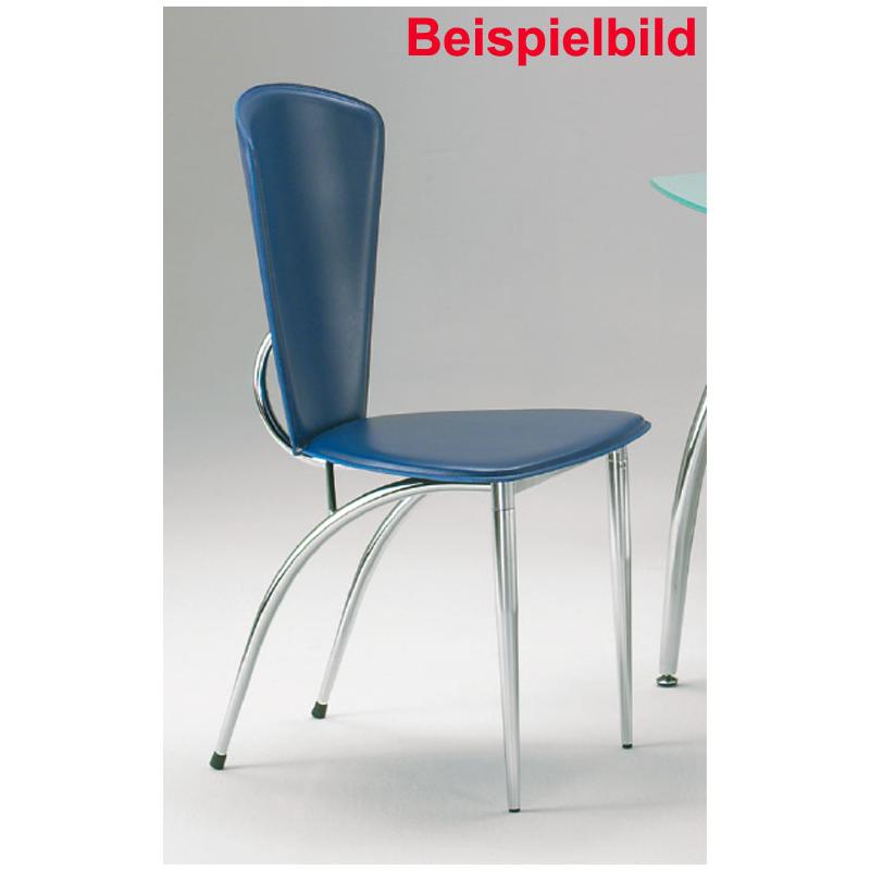 Stuhl Lisa Sitz und Lehne aus rotem Leder Höhe 90 cm Metallgestell in