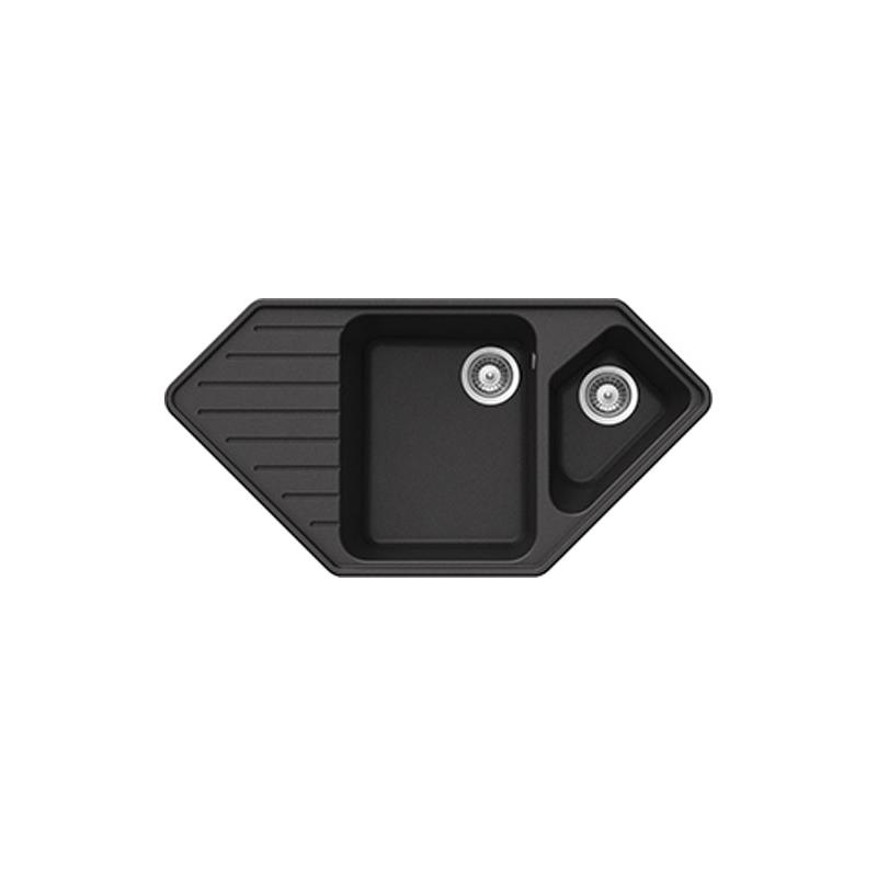 Granit Eckspüle Campus C150 in ONYX ab 80er Schrank Drehexcenter