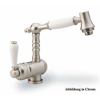 Rustikaler Einhebelmischer CHROM Optik Schwenk Brause Wasserhahn