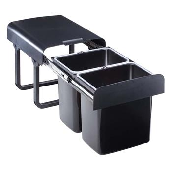 Einbau Abfallsammler 2x16 Liter schwarz ab 40er Schrankbreite Mülleimer