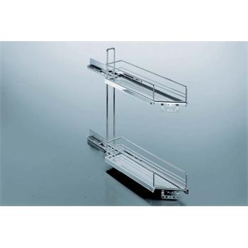 Unterschrankauszug 2-etagig chrom ab 15 cm Breite links SoftStopp 45